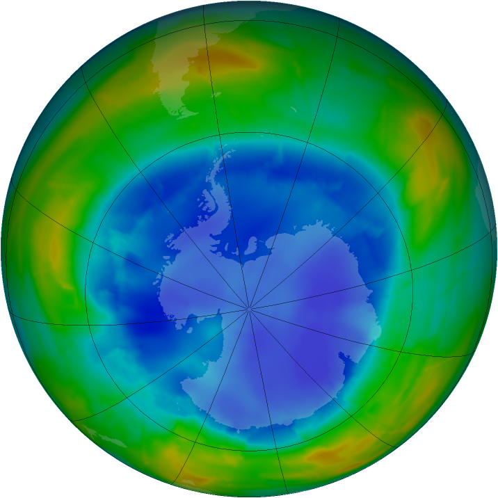 Antarctic ozone map for 17 August 2009